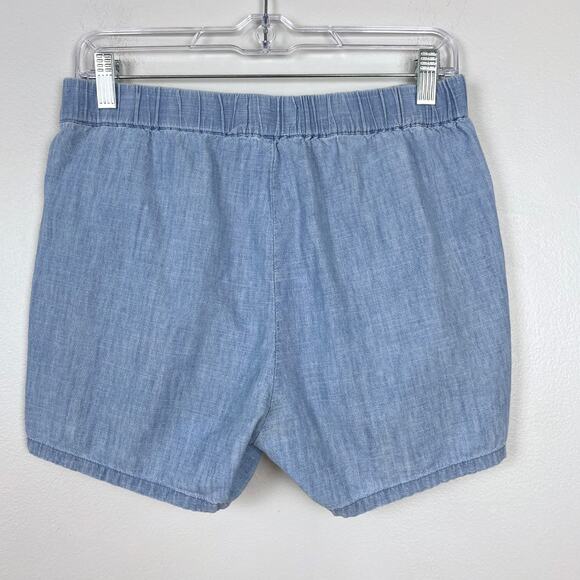 Madewell Chambray Pull On Shorts Elastic‎ Waist Blue Cotton l0048 Summer Small - Picture 4 of 9